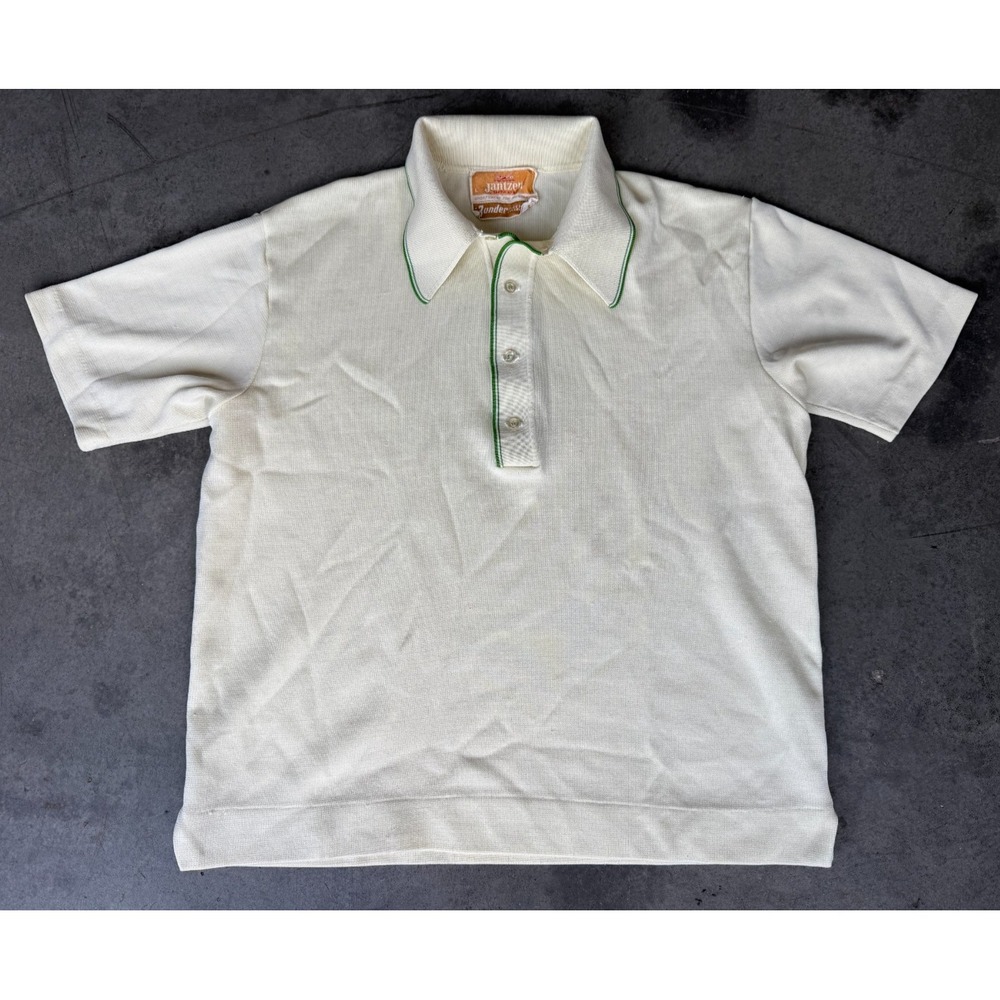 VTG Mens Sz Large Jantzen Beige Dave Marr Collection Polo‎ Shirt